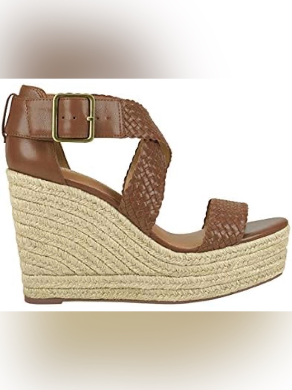 Brown Woven Espadrille Wedge Sandals - Women's